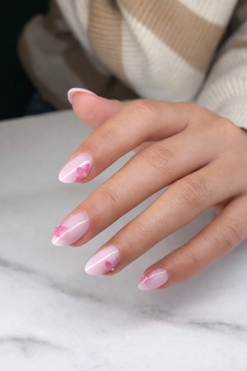 Nail art com cor e acabamento brilhante
